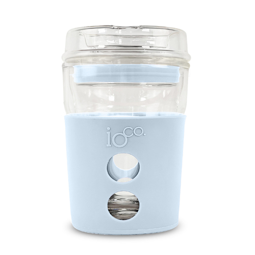 NEW - IOco 8oz EUCALYPTUS Glass Coffee Travel Cup - Eucalyptus