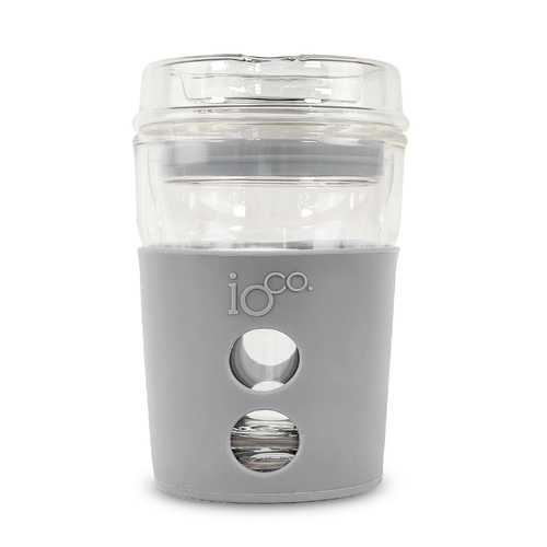 NEW - IOco 8oz Eco Glass Coffee Travel Cup - Grey Gum