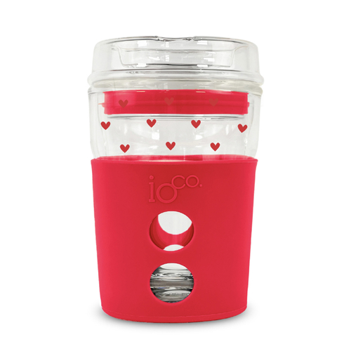 NEW - IOco 8oz Eco Glass Coffee Travel Cup - LOVE Edition | Red