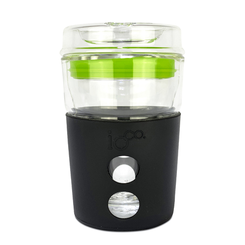 IOco 8oz Eco Glass Coffee Travel Cup - Black Night | Apple Green Seal