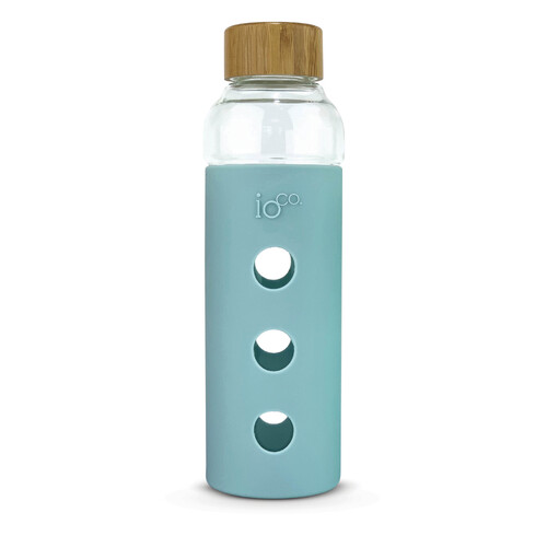IOco Glass Water Bottle with Bamboo Lid - Ocean