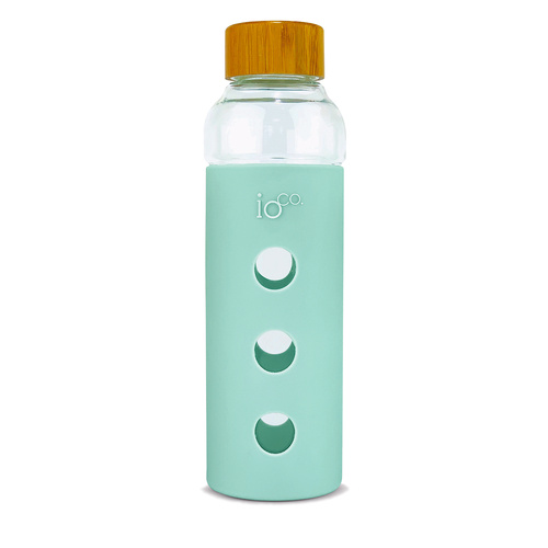 IOco Glass Water Bottle with Bamboo Lid - Fresh Mint