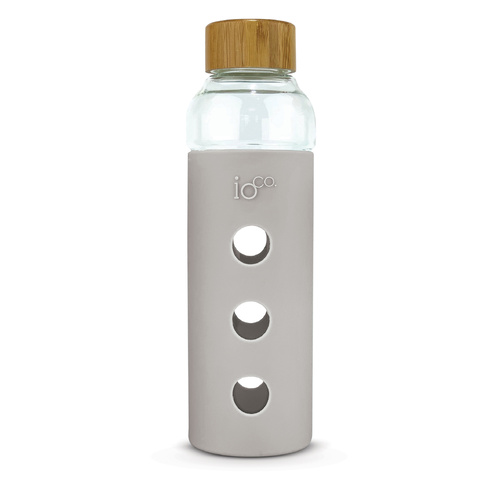 IOco Glass Water Bottle with Bamboo Lid - Frost