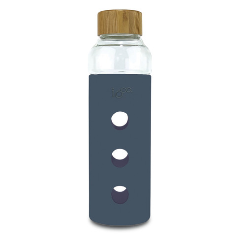 IOco Glass Water Bottle with Bamboo Lid - Denim
