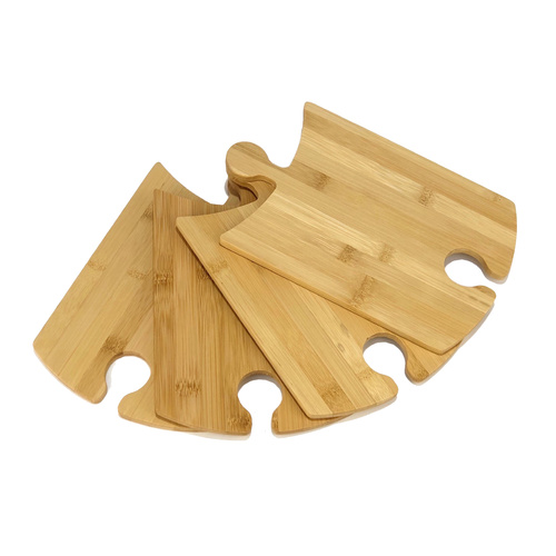 IOco Bamboo Puzzle Plates with Wine Glass holder - Set of 4