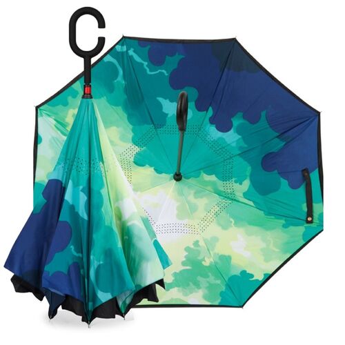 IOco Reverse Umbrella - Green and Blue 'Camo' 