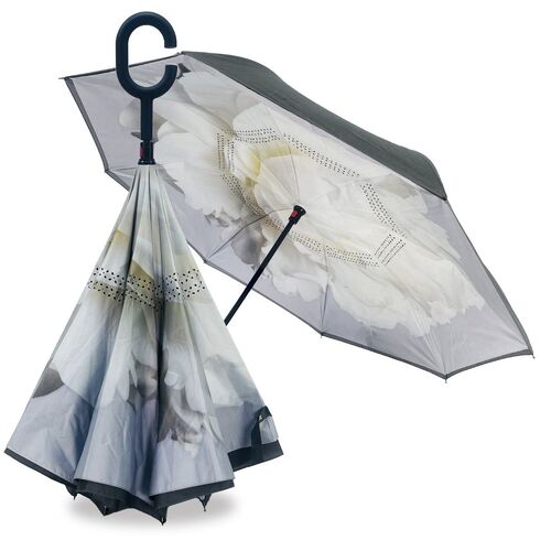 IOco Reverse Umbrella with Sun Safe UPF50 - White Peonies