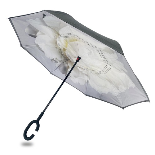 IOco Reverse Umbrella with Sun Safe UPF50 - White Peonies