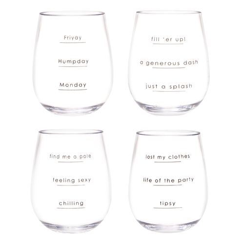 IOco Wine Tumblers (Set of 4) - Unbreakable Tritan - Original sayings