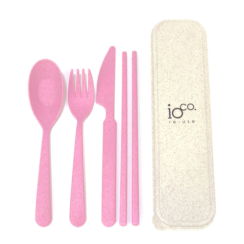 IOco Wheat Straw fibre Cutlery Set - Pink