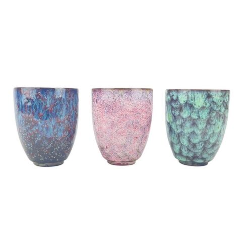 Marbled Stoneware  6oz Tumblers - Set of 3 (Blue | Pink | Green)